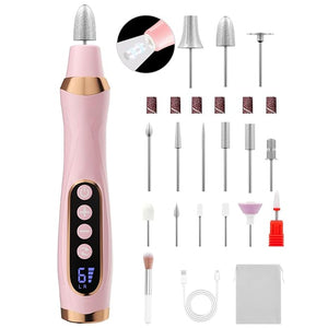 Cordless Nail Drill Electric Nail File with 360¡Æ LED Light &amp LCD Display Low Noise Electric Pedicure Tools for feet Hand Foot Care Nail Drills for Thick Nail Toenail Cuticle Women Baby Pet