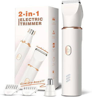 Bikini Trimmer for Women-Electric Razors for Women¡®s Gift Body Hair Trimmer IPX7 Waterproof Replaceable Ceramic BladeWhite