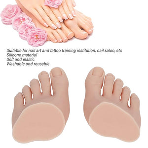 1 Pair Fake Foot Silicone Feet Nail Art Training Foot Silicone Practice Feet Model for Pedicure Toe Nail Art Acrylic Nails