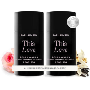Each &amp Every Aluminum Free Deodorant for Women &amp Men Rose &amp Vanilla - All Natural Deodorant for Sensitive Skin EWG Verified - Clean Baking Soda-Free Plant-Based Fragrance - 2.5oz 2 Pa