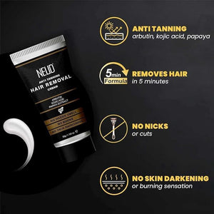 Anti Tanning Hair Removal Cream with Arbutin and Kojic Acid 5 Min Formula No Burns 50g 2 Pack