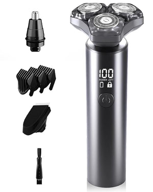Electric Razor for Men, Removable Magnetic 3D Electric Shaver, 10,000 RPM High Speed Motor, IPX8 Waterproof, USB Fast Charging, Multi Functional Professional Hair Trimmer Kit Included, Dark Gray