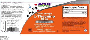 NOW Foods L-Theanine 200 mg, 60 Vegetable Capsule (2 Pack)