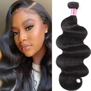 UNice Hair Brazilian Body Wave Human Hair 1 Bundle 100% Unprocessed Virgin Human Hair Weave Extensions Natural Black Color Can be Dyed and Bleached 8 inch