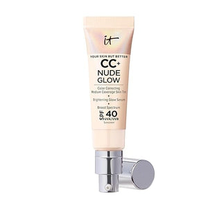IT Cosmetics CC+ Nude Glow - Medium Coverage Foundation with SPF 40 &amp Brightening Glow Serum Lightweight Skin Tint 2% Niacinamide + Hyaluronic Acid Up to 24H Hydration Normal/Dry Skin - 1.08 f
