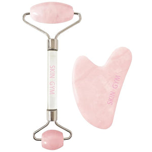 Skin Gym Facial Roller &amp; Gua Sha Set, Rose Quartz, Revitalizing Beauty Tools for Face Massage, Enhanced Glow &amp; Smooth Skin