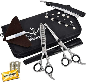Professional Haircutting Scissors Kit ? 6.5 inch Razor Edge Barber Scissor Japanese Haircutting Scissors and Thinning Shears for Men Women &amp Kids Salon and Home Hair Cutting Set