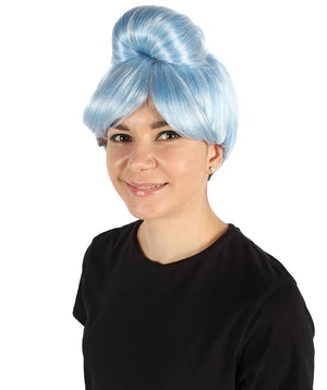 Women's Premium Bun Wig - Adjustable Capless Hair extensions with Realistic Synthetic Fibers - Multi-Color Elegant Bun Hairpiece for Halloween Cosplay and Everyday Wear Ice Blue Blend