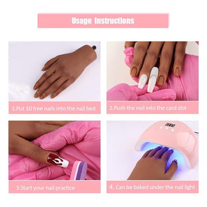 Nail Pratice Training Hand for Acrylic Nails with Stand Bracket,Soft Silicone Maniquin Hand, Flexible Bendable Nail Practice Fake Hand for Nails Art Practice Tool