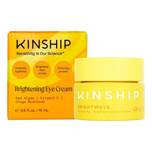 Kinship Brightwave Vitamin C Under Eye Brightener Cream for Sensitive Skin | Dark Circles Under Eye Treatment | Diminishes Fine Lines | Hydrating Eye Cream w/Antioxidants | Fragrance Free (0.5 Oz)