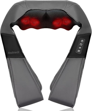Nekteck Shiatsu Neck and Back Massager with Soothing Heat Shoulder Massager for Pain Relief Deep Tissue Electric 3D Kneading Massage Tools for Leg Body Muscle Corded Power Gifts for Him Her