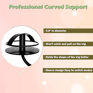 Wig holder for Multiple Wigs for 12-Mannequin Head Wig Styling Stand Display Holder Organizer Metal Wig Rack On Wheels Tree Shelf - Patent Protected( Large Black with 12 little wig holder