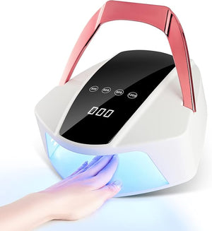 UV LED Rechargeable Cordless Professional Nail Dryer Lamp 96W - Gel Polish Curing Light with 4 Timer Setting, LCD Display, Auto Sensor - Art Manicure Tools for Home and Salon