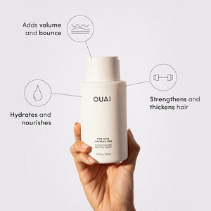 OUAI Fine Hair Conditioner Refill - Volumizing Conditioner Made with Keratin Biotin and Chia Seed Oil - Adds Softness Bounce and Volume - Free from Parabens Sulfates and Phthalates (32 Oz)