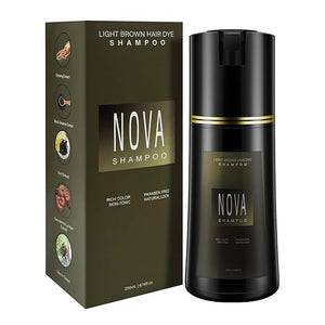 Hair Dye Shampoo &amp Champu Para Canas - Natural 3-in-1 Instant Gray Coverage for Men &amp Women (Light brown-200ML)