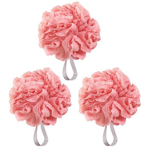 Beaupretty 3Pcs Bath Poufs Shower Mesh Balls Exfoliating Bath Sponge Body Scrubber Deep Cleansing Skin Massage Spa Accessories 5.5 Inch