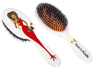 Rock &amp Ruddle Natural Mixed Boar Bristle Hair Brush for Women and Kids (Large 21 cm) - Perfect for Wet or Dry Hair Detangling Smoothing Blowdrying - Designed &amp Made in UK - Miss Rosanna Desig
