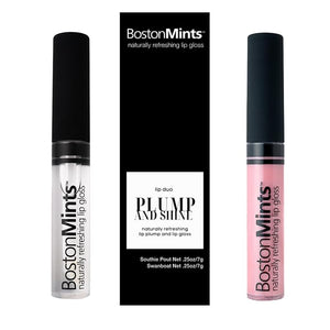 Plump &amp; Shine Lip Duo Set - Swan Boat Lip Gloss (.25oz) and Lip Plumper Southie Pout (.25oz) - Naturally Refreshing Vegan Lip Gloss