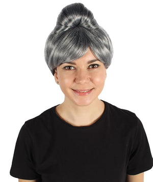 Women's Premium Bun Wig - Adjustable Capless Hair extensions with Realistic Synthetic Fibers - Multi-Color Elegant Bun Hairpiece for Halloween Cosplay and Everyday Wear Grey