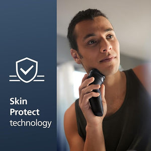 Philips Norelco Shaver 2400 Series Wet and Dry Electric Shaver Pop-up Trimmer P-Cap Deep Black Model X3001/90