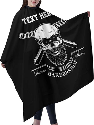 Custom Barbershop Skull Haircut Shaves Barber Cape Personalized with Your Text Name Logo Salon Apron Customized Unisex Hair Cutting Hairdressing for Men Women