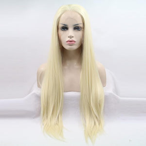 xiweiya 613# Honey Blonde Lace Front Wig Long Straight Golden Blonde Hair Glueless Wig Middle Part Natural Looking 13x4 Lace Front Wigs Heat Resistant Hair 180% Density Wig for WomenDrag Queen 24inch