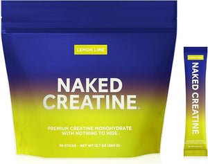 NAKED Pure Micronized Lemon Lime Creatine Monohydrate Stick Packs Vegan Non-GMO Gluten Free Soy Free. Aid Strength Gains No Additives - 30 Stick Packs