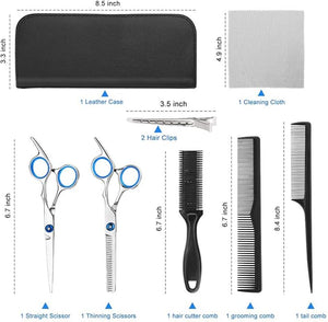 Hair Scissor Home Professional Hair Cutting Kit 11 PCS Barber Thinning Scissors Hairdressing Shears Stainless Steel Hair Cutting Shears Set Silver