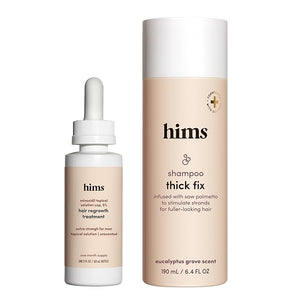 hims Thick Fix Hair Thickening Shampoo &amp 5% Minoxidil Treatment Serum Set - Hair Loss Treatment for Men - Moisturizing Color Safe Shampoo &amp Serum - 2 Count