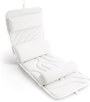 Sunlit Ultra Soft Full Body Bath Pillow for Bathtub, Luxury Thick Tub Pillow for Head Neck Back Support with Lumbar Pillow Multi-Function Stopper, Spa Pillow with Strong Suction Cups, Bath Accessories