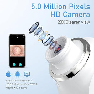 Blackhead Remover Vacuum, USB Interface Type Pore Vacuum, Black Head Extractions Tool with Camerafor, Men and Women Pore Cleaner, 3 Adjustment Modes &amp; 6 Suction Heads(Light Pink)