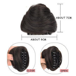 Messy Bun Hair 2 PCS Mini Claw Clip in Messy Hair Bun Extensions Wig Accessory for Women Girls Cat Ears Hair Donut Chignon Synthetic Hair Pieces Bun Extension Real Human Hair Buns (Color : Dark brown