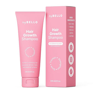 Trybello Hair Growth Shampoo | Natural Hair Thickening &amp Scalp Detox | Sulfate Free Vegan Anti-Hair Fall Formula | Caffeine Aloe Vera Turmeric and Urucum Extract | For Any Hair Type