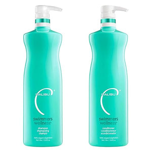 Malibu C Swimmers Wellness Shampoo and Conditioner Set - Restorative Hair Care for Swimmers - Protects Against Chlorine Damage &amp Combats Brittle Hair (33.8 oz)