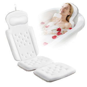 Full Body Bath Pillow Luxury Bath Cushion with 192 Suction Cups Bath Pillows for Tub for Head and Neck Support with Laundry Bag White 51 x 16