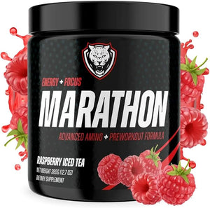 6AM Run Marathon | Running Supplements for Endurance &amp; Stamina | Amino Energy with BCAAs for a Clean Pre Running Fuel | No Jitters | Marathon Essentials | Raspberry Iced Tea | 40 Servings