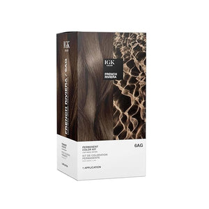 IGK Permanent Hair Dye Color Kit | 6AG French Riviera - Light Beige Brown | 100% Gray Color Coverage + Strengthen + Shine | Ammonia Free