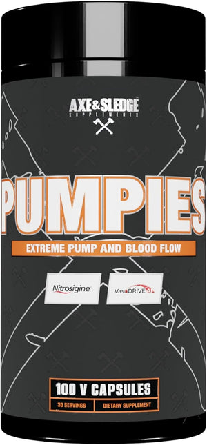Axe &amp; Sledge PUMPIES Nitric Oxide Booster | Supports Muscle Pumps, Blood Flow, Vascularity &amp; Performance | 100 Capsules, 20 Servings