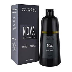 Hair Dye Shampoo &amp Champu Para Canas - Natural 3-in-1 Instant Gray Coverage for Men &amp Women (Black-500ml)