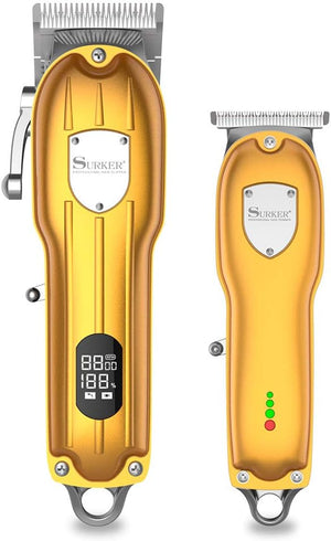 SURKER Mens Hair Clipper Professional Hair Trimmer Barber Clipper Set Beard Trimmer Cordless Hair Cutting Grooming Kit LED Display USB Rechargeable