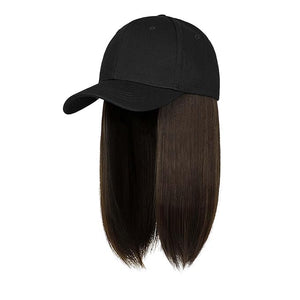 Women's Baseball Cap with Detachable Duckbill Visor and Straight Hair