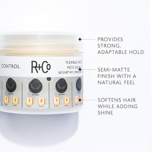 R+Co Control Flexible Paste | Strong Hold + Natural Finish| Vegan + Cruelty-Free | 2.2 Oz