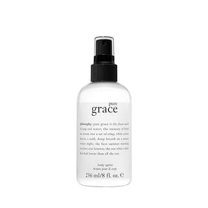 philosophy pure grace body spray - crisp &amp clean women's scent - with notes of water lily leafy greens &amp musk - luxury body spritz for women - long lasting fragrance - 8 fl oz.