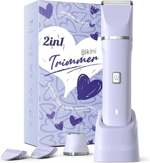 Electric Razors for Women - IPX7 Waterproof, Painless, Portable Bikini Trimmer Shaver, Body &amp; Pubic Hair Removal Machine, Womens Lady Shaving Trimmers for Legs, Private Area - Purple