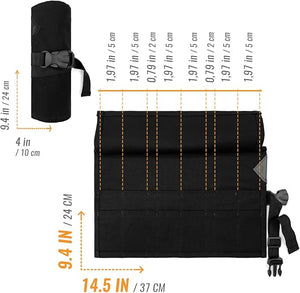 Under NY Sky Salon Scissors Roll Up Holder ? Professional Canvas Pouch Case for Hair Stylists Barbers &amp Hairdressers ? Portable Storage Organizer for Hair Cutting Shears &amp Salon Tools - Black