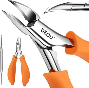 DEOU Podiatrist Toenail Clippers Ingrown Toenail Tools for Thick Nails and Inlaid NailsManicure and Pedicure ClippersHeavy Duty Nail Clippers Pedicure Tools (Orange+Nail Remover)