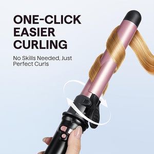 Wavytalk Rotating Curling Iron Curl Cycle 1 Inch Automatic Curling Wand for Long Hair Get Effortless Beach Waves with Self Spinning Barrel up to 430¡ÆF with Home Button Dual Voltage Rose Gold
