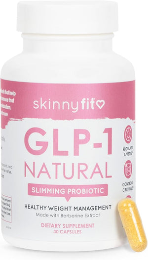 SkinnyFit - GLP-1 Natural Probiotic Supplement (30 Servings) - Weight &amp; Fitness Goals - Cravings, Appetite &amp; Digestion - Berberine &amp; Probiotics - Non GMO, Gluten Free &amp; Dairy Free - Be