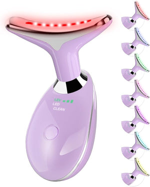Neck&ampFace Massager with 7 Colors-Multi-Functional Skincare ToolHome Beauty Device for Wrinkles&ampRelaxation (Purple)