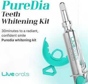 Live Orals PureDia Teeth Whitening Kit - Gel &amp; Mouthpiece Set, Hydrogen Peroxide, Dentist Formulated for Sensitive Teeth, 28 Treatments.